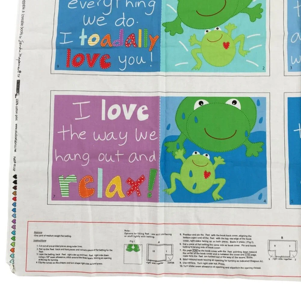 Studio E Huggable & Loveable I Toadally‎ Love You Soft Book Fabric Panel 44x35